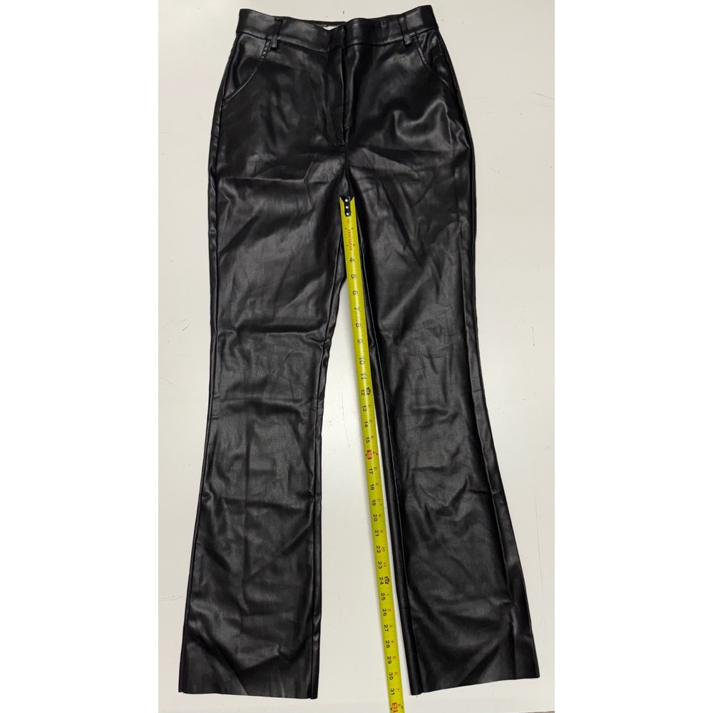 MESHKI Black Faux Leather High Waisted Flare Pants PA02661WD3‎ Womens Size S